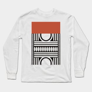 Modern Afrocentric Abstract Terracotta Ethnic Long Sleeve T-Shirt